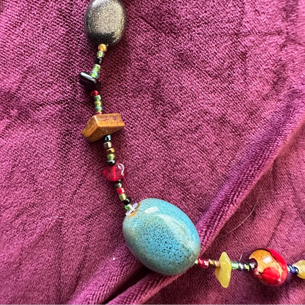 Murano Vintage Multicolor Beaded Glass and Stone Necklace.  STUNNING 🤩 20” w ext - Picture 9 of 15